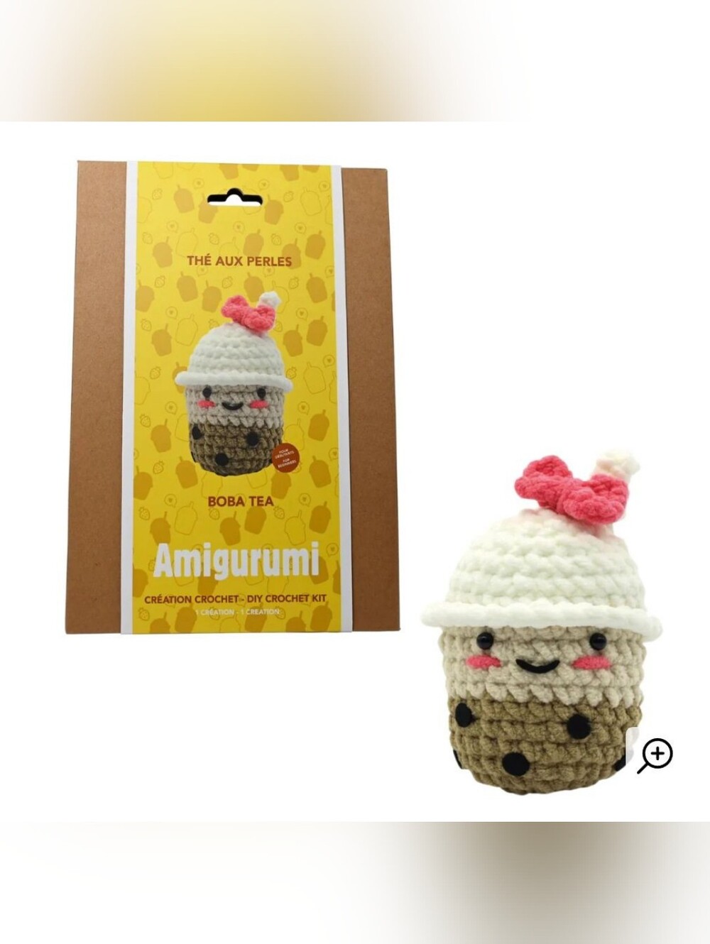 Amigurumi Boba Tea Crochet Kit by – White, Brown & Pink